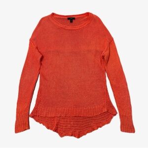 J. Crew 100% Linen Sweater Asymmetrical Hem Orange Size M